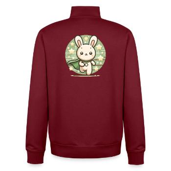 Niedlich Superheld Helden Häschen Hase Kaninchen  - Unisex Organic Zip Sweatshirt von Stanley/Stella - Burgunderrot - Hinten - AI Model Male 185 dark (185cm)