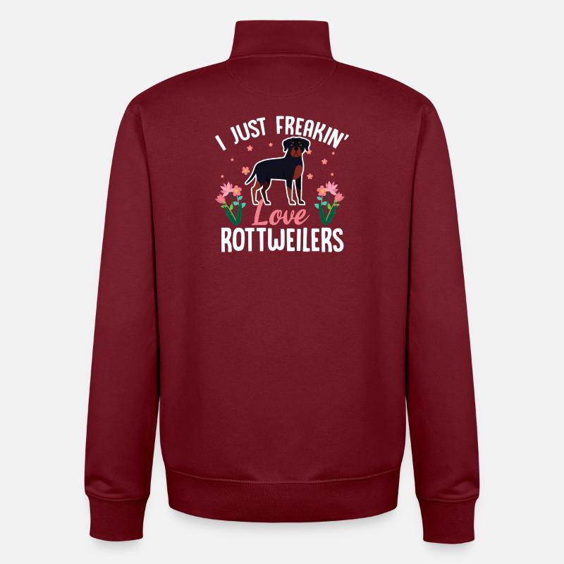 Ich liebe Rottweiler einfach - Unisex Organic Zip Sweatshirt von Stanley/Stella - Burgunderrot