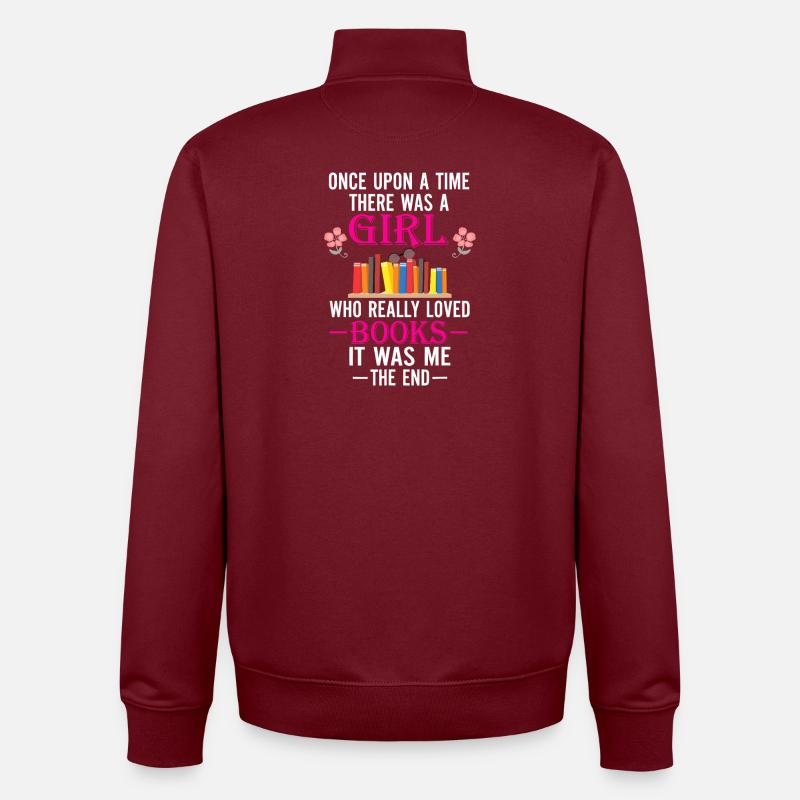 Buchliebendes Mädchen Zitat-Tee - Unisex Organic Zip Sweatshirt von Stanley/Stella - Burgunderrot