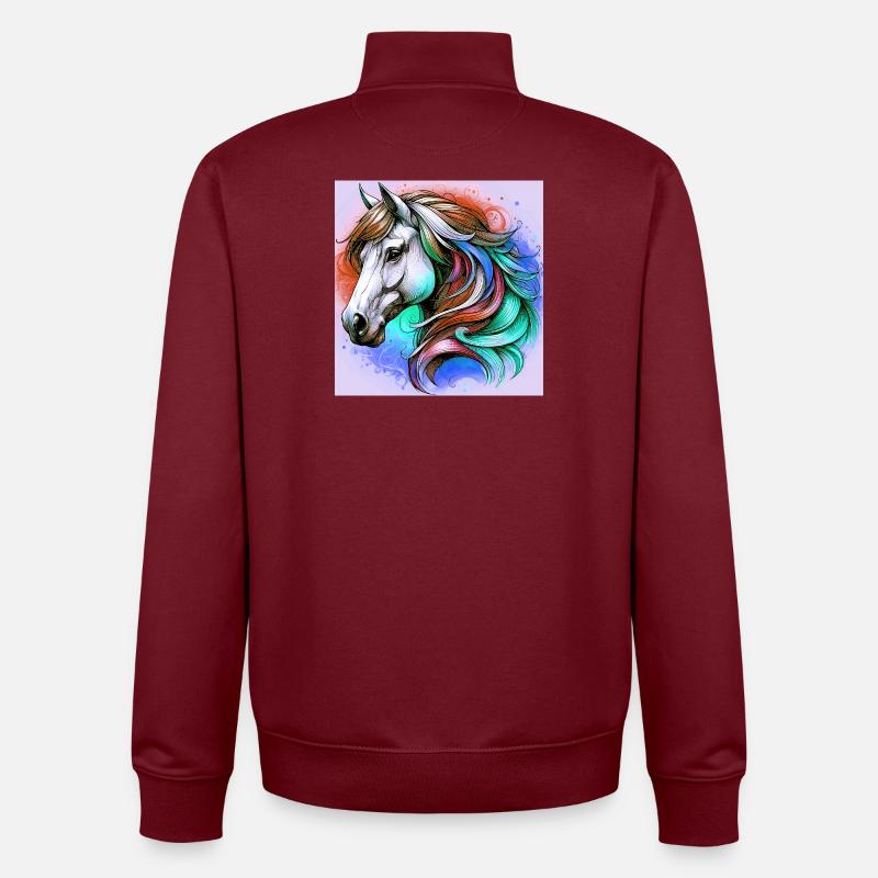 cheval - Sweat zippé unisexe en coton bio Stanley/Stella - bordeaux