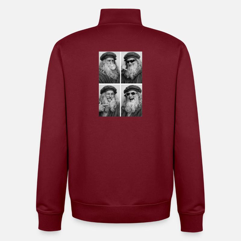 Leonardo da Vinci Collage - Unisex Organic Zip Sweatshirt by Stanley/Stella - burgundy