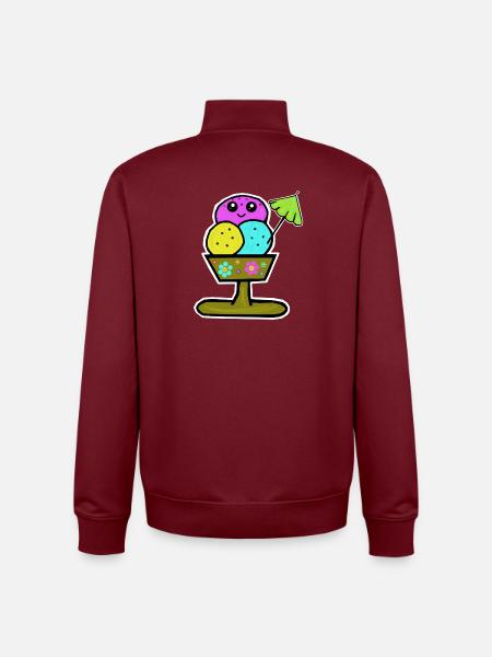 Bunter Eisbecher Eiscreme Eiskreme Eis - Unisex Organic Zip Sweatshirt by Stanley/Stella - burgundy