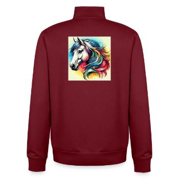 Pferd - Unisex Organic Zip Sweatshirt von Stanley/Stella - Burgunderrot - Hinten - AI Model Male 185 dark (185cm)