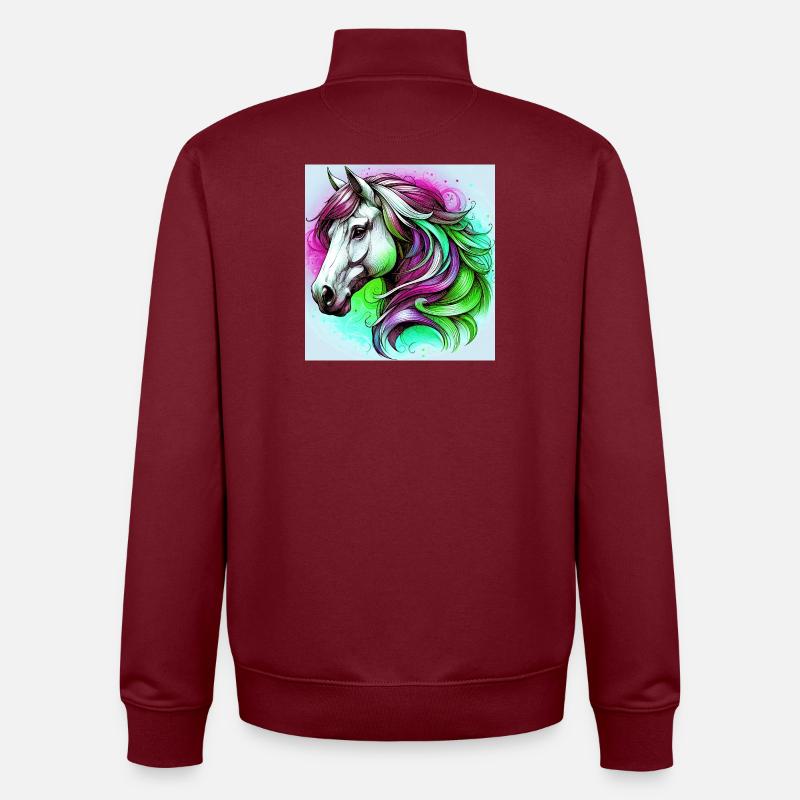 cheval - Sweat zippé unisexe en coton bio Stanley/Stella - bordeaux