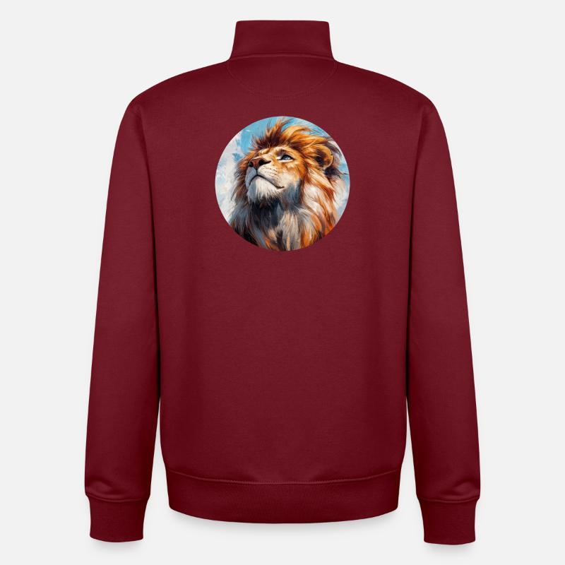 Design de Lion - Sweat zippé unisexe en coton bio Stanley/Stella - bordeaux