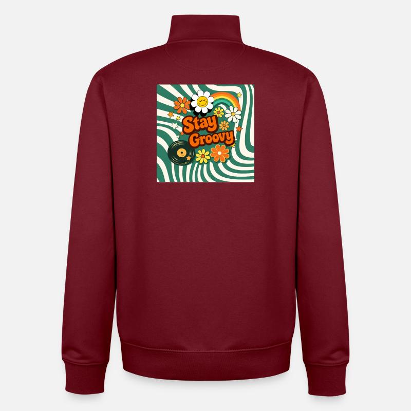 Style fleural rétro - Sweat zippé unisexe en coton bio Stanley/Stella - bordeaux