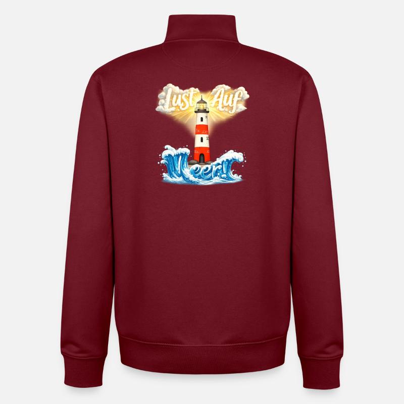 Lighthouse - Desire for the sea - Unisex Organic Zip Sweatshirt by Stanley/Stella - burgundy