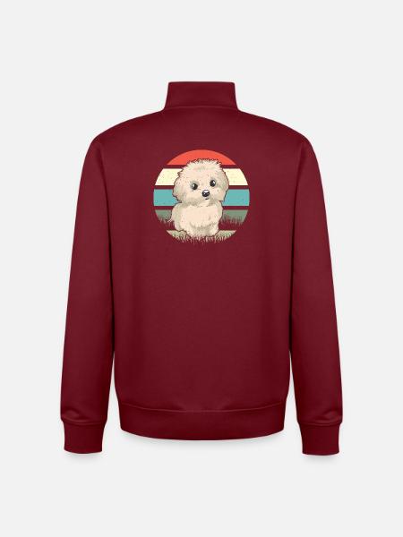 Chien rétro maltais - Sweat zippé unisexe en coton bio Stanley/Stella - bordeaux