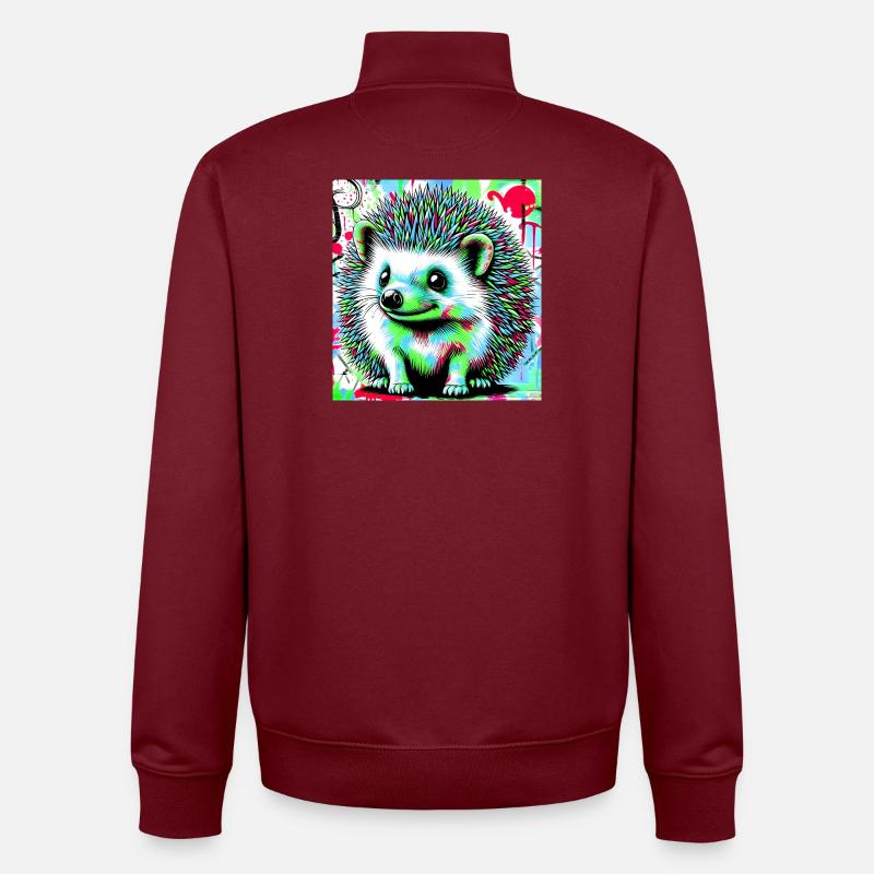 hérisson - Sweat zippé unisexe en coton bio Stanley/Stella - bordeaux