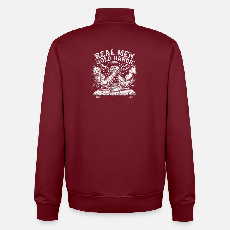 Armdrücken – Echte Männer halten Händchen - Unisex Organic Zip Sweatshirt von Stanley/Stella - Burgunderrot