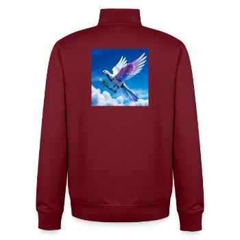 Colorful Dove with Rainbow Wings - Unisex Organic Zip Sweatshirt by Stanley/Stella - burgundy - Back - AI Model Male 185 dark (185cm)