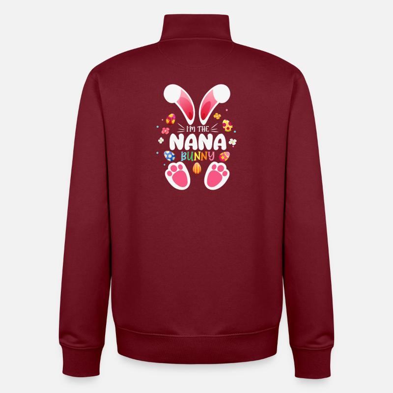 Charme de Pâques Nana Bunny - Sweat zippé unisexe en coton bio Stanley/Stella - bordeaux