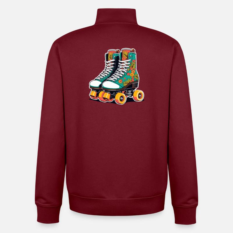 Blumenflair Rollschuhe Teal - Unisex Organic Zip Sweatshirt von Stanley/Stella - Burgunderrot