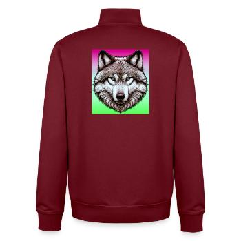 Wolf - Unisex Organic Zip Sweatshirt von Stanley/Stella - Burgunderrot - Hinten - AI Model Male 185 dark (185cm)