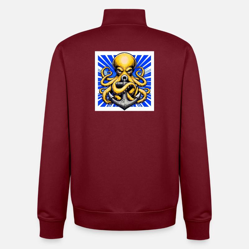 Oktopus umarmt einen Anker - Unisex Organic Zip Sweatshirt von Stanley/Stella - Burgunderrot