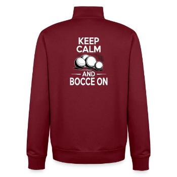 Boccia King Precision Passion - Unisex Organic Zip Sweatshirt by Stanley/Stella - burgundy - Back - AI Model Male 185 dark (185cm)