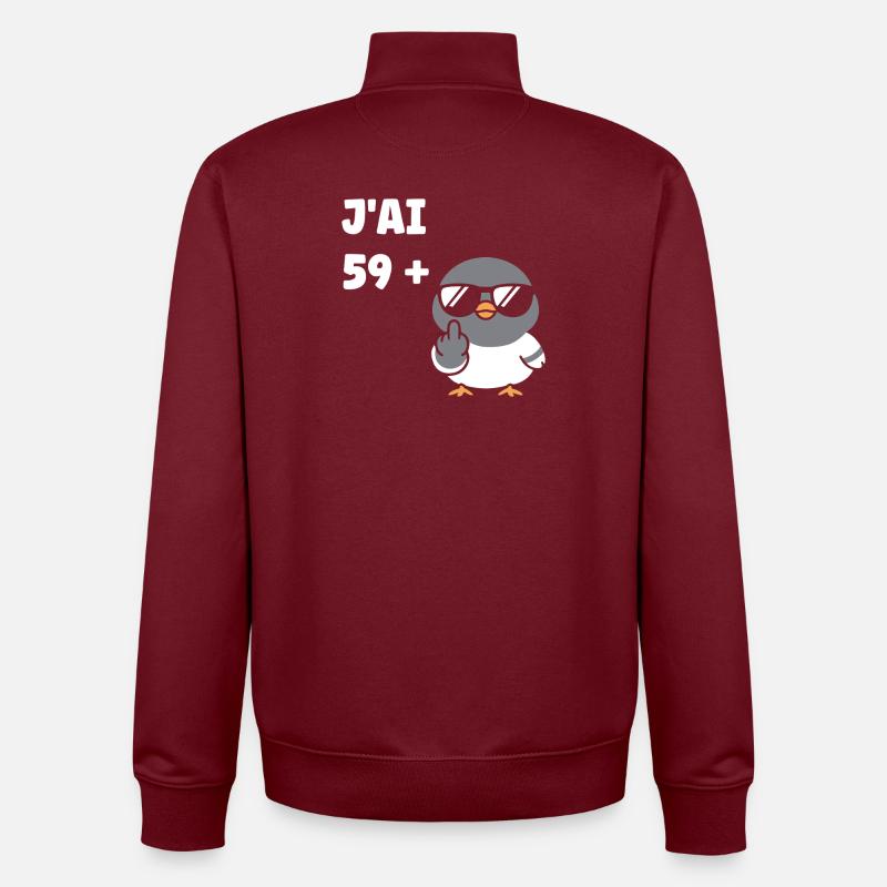 60 ans - Sweat zippé unisexe en coton bio Stanley/Stella - bordeaux