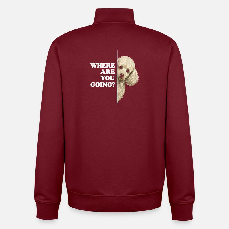 Où vas-tu ? Vue du caniche - Sweat zippé unisexe en coton bio Stanley/Stella - bordeaux