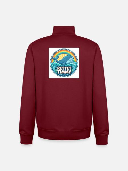 Rettet Timmy – Save Our Whale - Unisex Organic Zip Sweatshirt by Stanley/Stella - burgundy