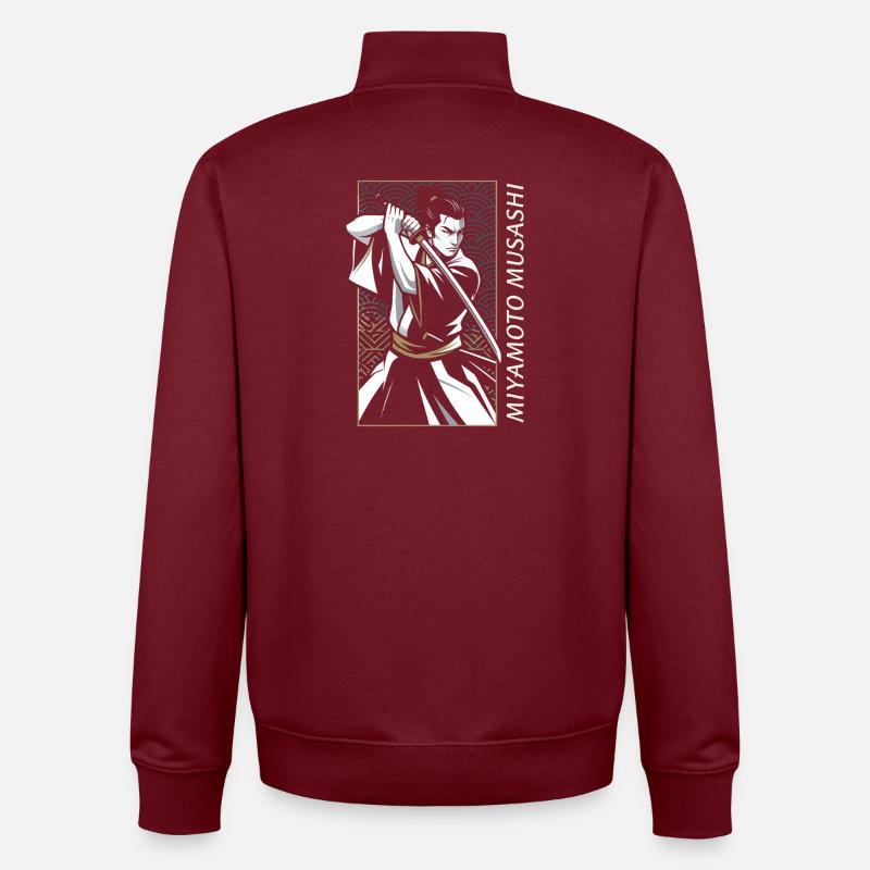 Miyamoto Musashi Samurai - Unisex Organic Zip Sweatshirt by Stanley/Stella - burgundy