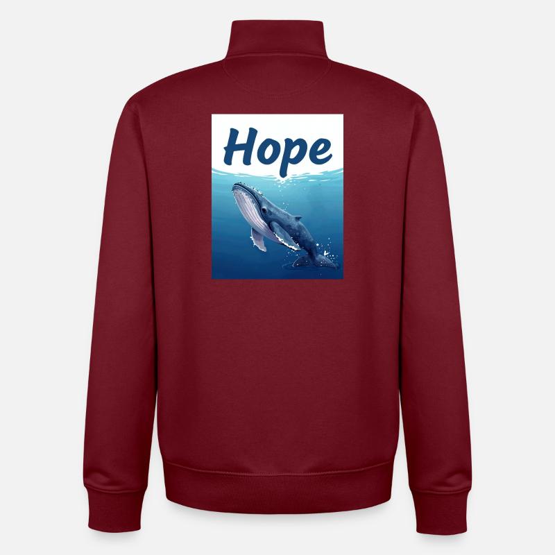 Baleine sous-marine Hope - Sweat zippé unisexe en coton bio Stanley/Stella - bordeaux