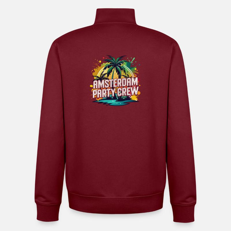 Amsterdam Party Crew - Sweat zippé unisexe en coton bio Stanley/Stella - bordeaux