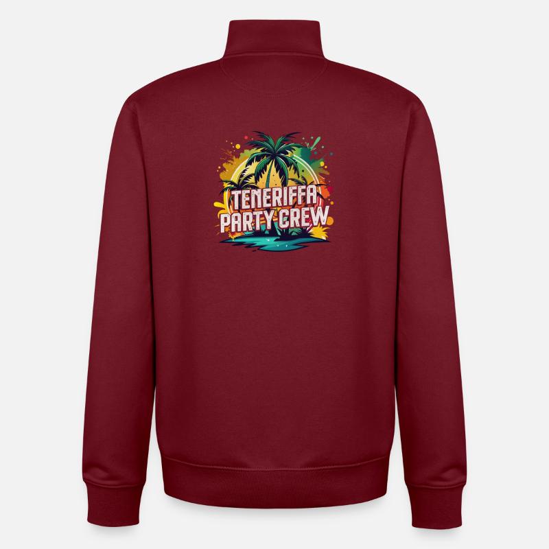 Tenerife Party Crew - Sweat zippé unisexe en coton bio Stanley/Stella - bordeaux