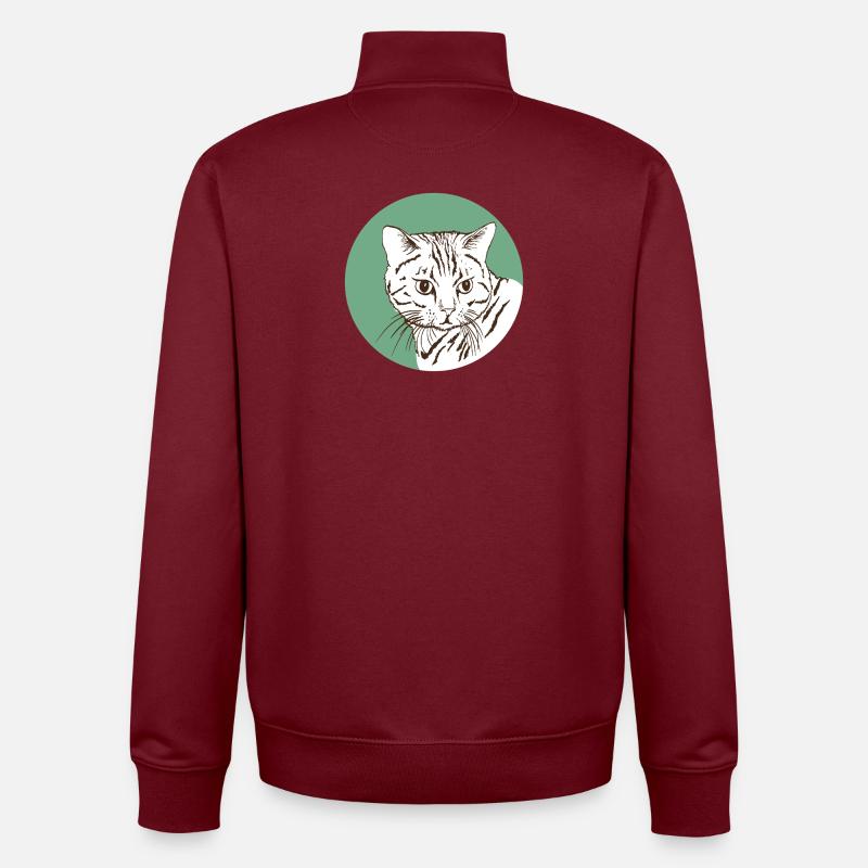 Chat - Sweat zippé unisexe en coton bio Stanley/Stella - bordeaux