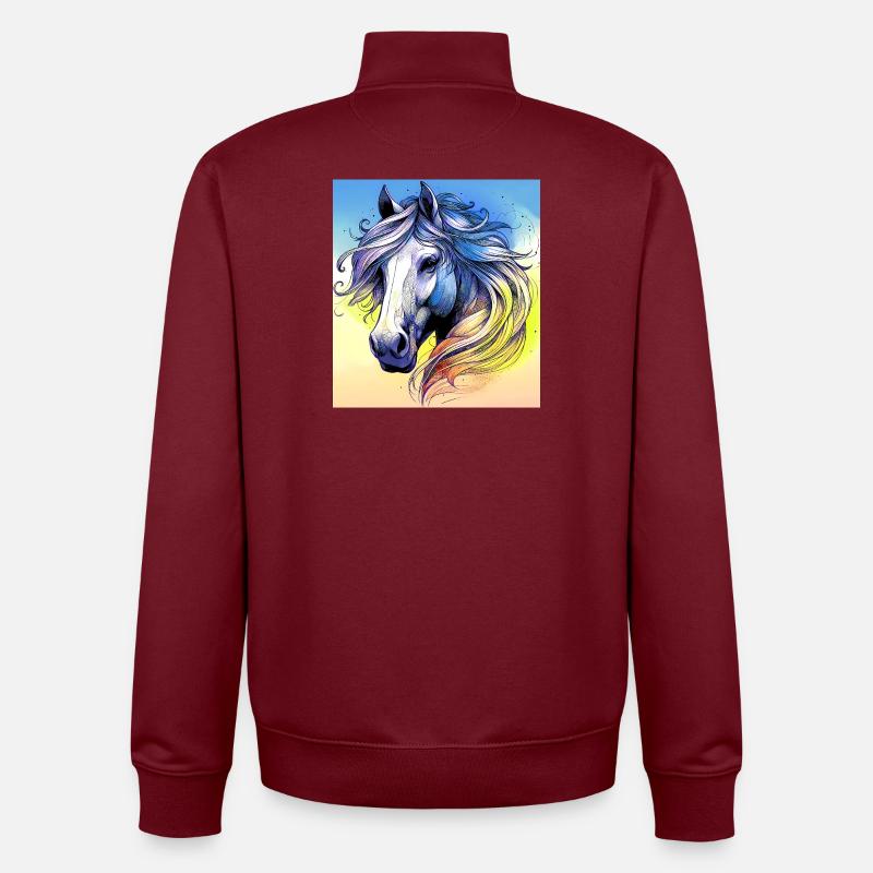 cheval - Sweat zippé unisexe en coton bio Stanley/Stella - bordeaux