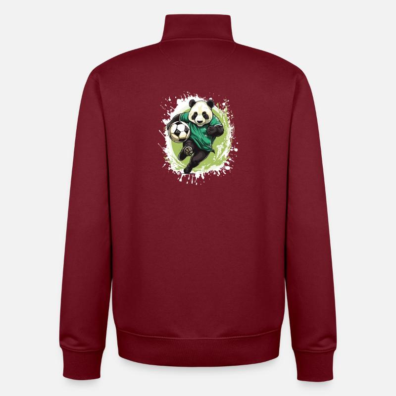 Équipe de football Panda - Sweat zippé unisexe en coton bio Stanley/Stella - bordeaux
