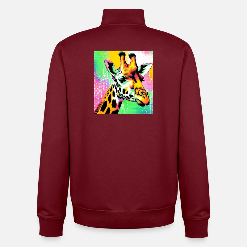 girafe - Sweat zippé unisexe en coton bio Stanley/Stella - bordeaux