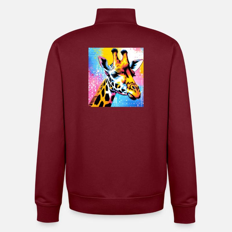 giraffe - Unisex Organic Zip Sweatshirt by Stanley/Stella - burgundy