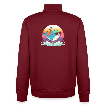 Whale Surf Retro Rainbow - Unisex Organic Zip Sweatshirt von Stanley/Stella - Burgunderrot - Hinten - AI Model Male 185 dark (185cm)