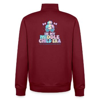 Tochter Familie Humor In My Middle Child Era - Unisex Organic Zip Sweatshirt von Stanley/Stella - Burgunderrot - Hinten - AI Model Male 185 dark (185cm)