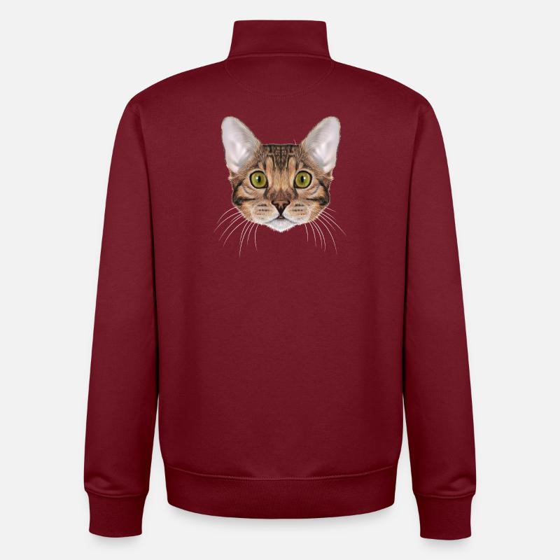 Chat du Bengale - Sweat zippé unisexe en coton bio Stanley/Stella - bordeaux