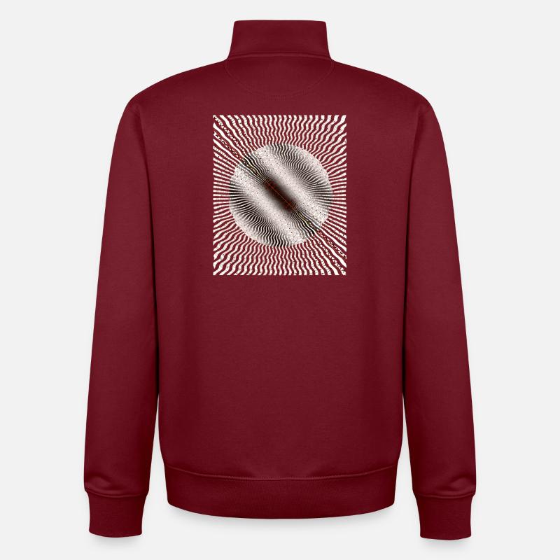 Circular Swirl Illusion Pattern - Unisex Organic Zip Sweatshirt by Stanley/Stella - burgundy