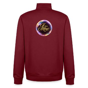 « Je suis Magie » montre ta MAGIE - Sweat zippé unisexe en coton bio Stanley/Stella - bordeaux - Dos - AI Model Male 185 dark (185cm)