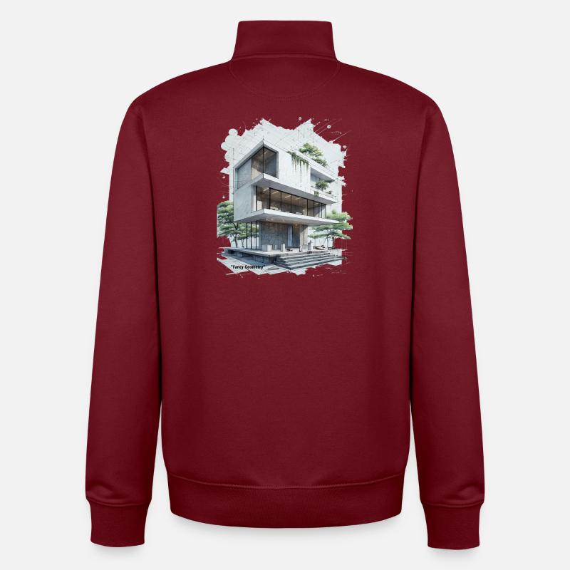 Fancy Geometry Modern House - Unisex Organic Zip Sweatshirt von Stanley/Stella - Burgunderrot