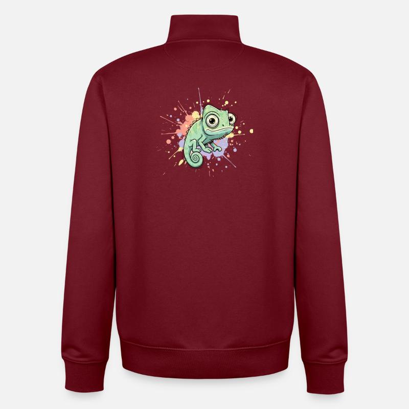 Éclaboussure caméléon aquarelle - Sweat zippé unisexe en coton bio Stanley/Stella - bordeaux