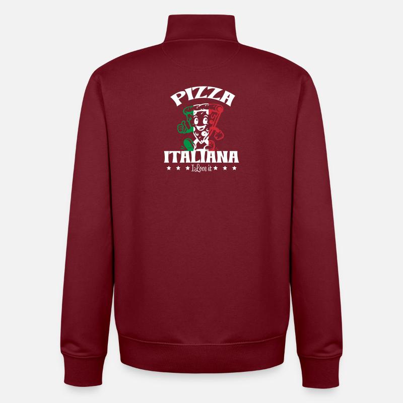 J’adore la pizza - Sweat zippé unisexe en coton bio Stanley/Stella - bordeaux