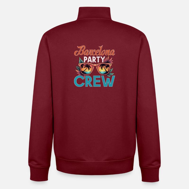 Barcelone Crew - Sweat zippé unisexe en coton bio Stanley/Stella - bordeaux