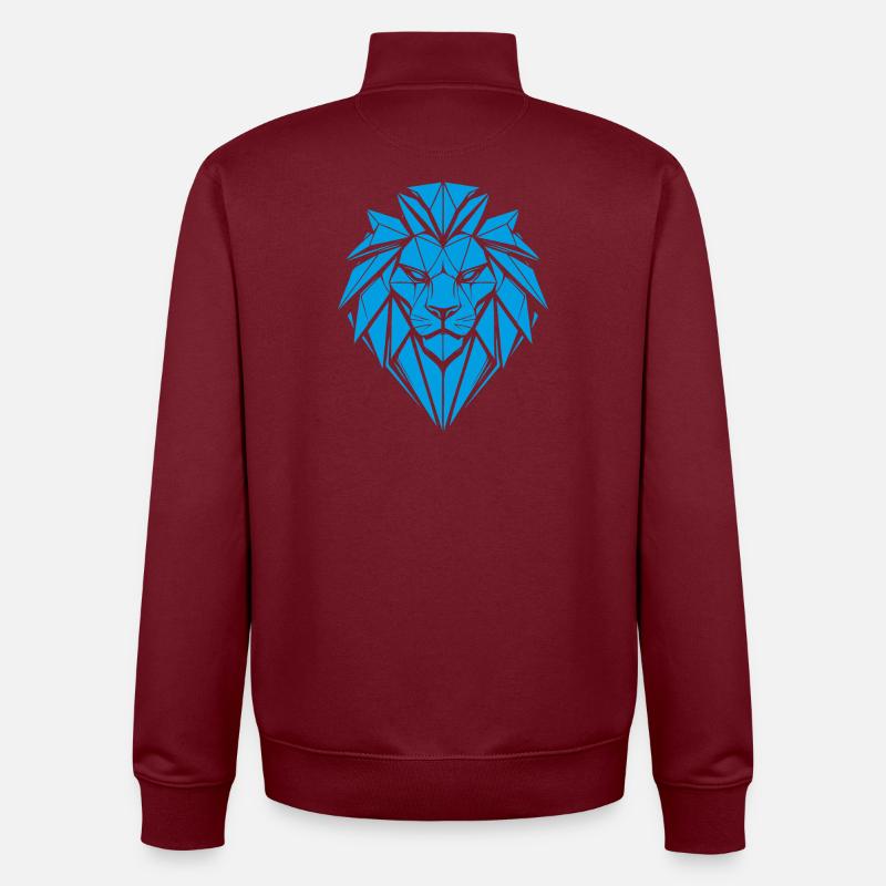 Lion géométrique bleu - Sweat zippé unisexe en coton bio Stanley/Stella - bordeaux