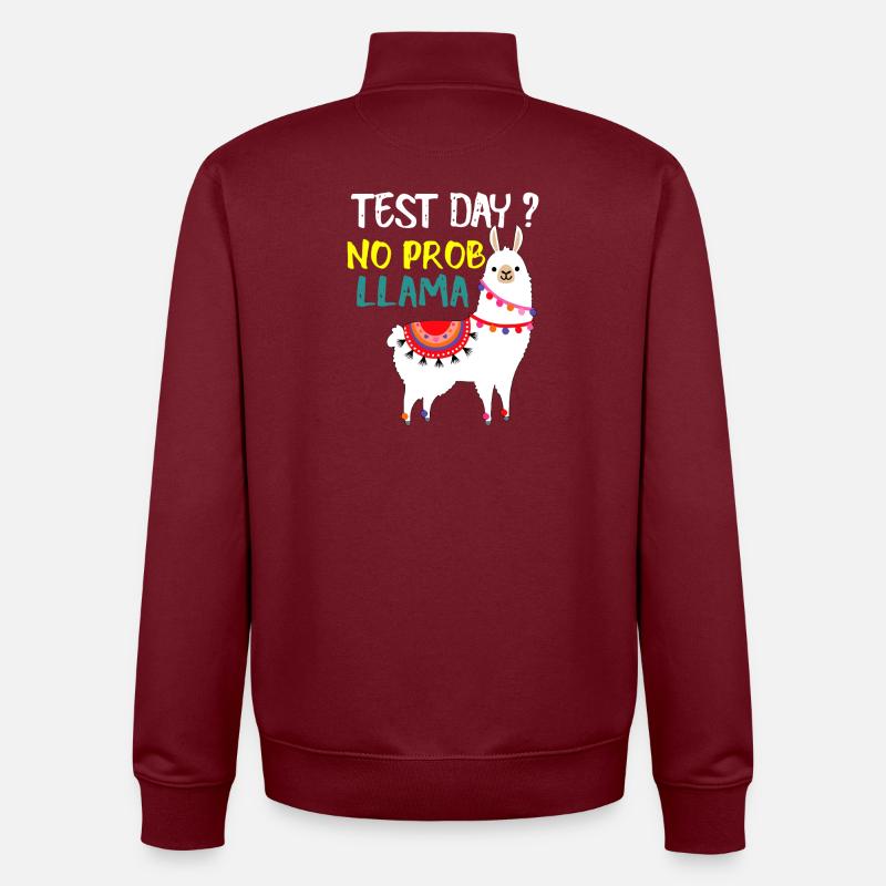 Test Day No Prob Llama - Unisex Organic Zip Sweatshirt by Stanley/Stella - burgundy