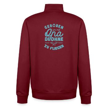 Geboren um mit Opa Drohne zu fliegen - Unisex Organic Zip Sweatshirt von Stanley/Stella - Burgunderrot - Hinten - AI Model Male 185 dark (185cm)