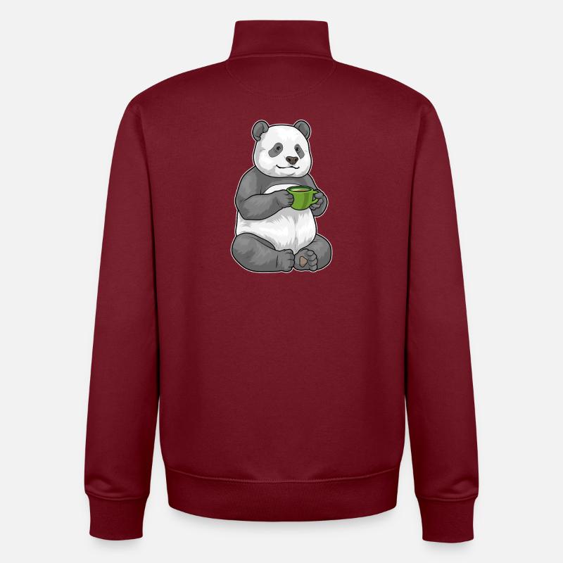 Panda Coffee Mug - Unisex Organic Zip Sweatshirt by Stanley/Stella - burgundy