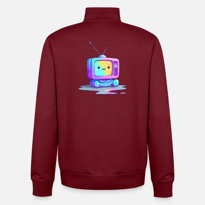 Regenbogen TV Kuscheltier - Unisex Organic Zip Sweatshirt von Stanley/Stella - Burgunderrot