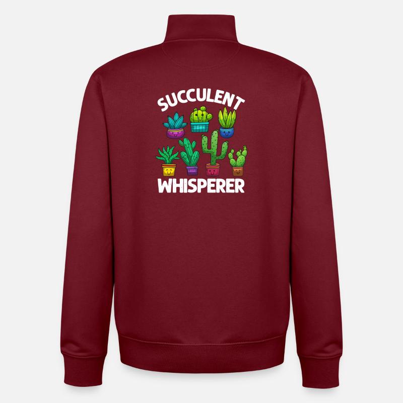Succulent Whisperer - Unisex Organic Zip Sweatshirt by Stanley/Stella - burgundy