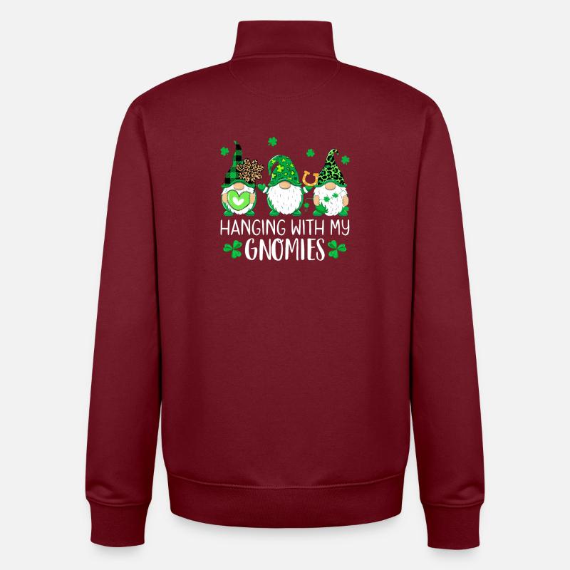 Gnomies St Patrick Trio - Unisex Organic Zip Sweatshirt by Stanley/Stella - burgundy