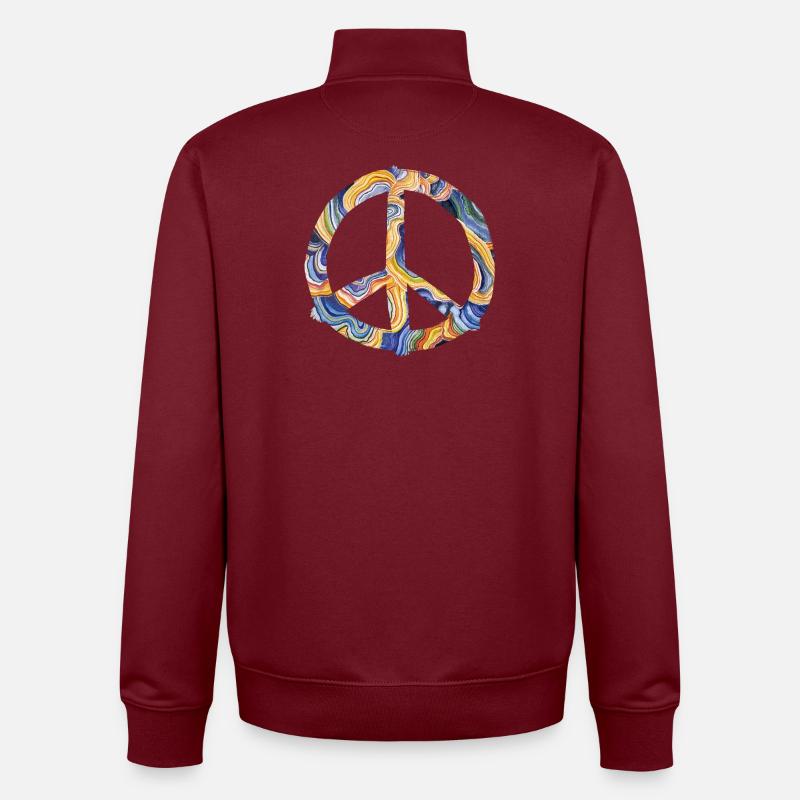 Regenbogen Frieden Symbol - Unisex Organic Zip Sweatshirt von Stanley/Stella - Burgunderrot