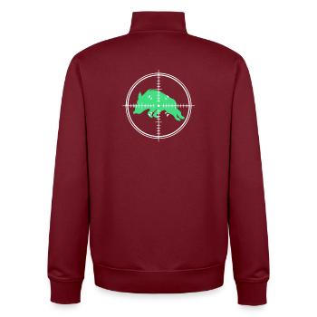 Pig Hunting Hunter Hunting Wild Boar - Unisex Organic Zip Sweatshirt by Stanley/Stella - burgundy - Back - AI Model Male 185 dark (185cm)